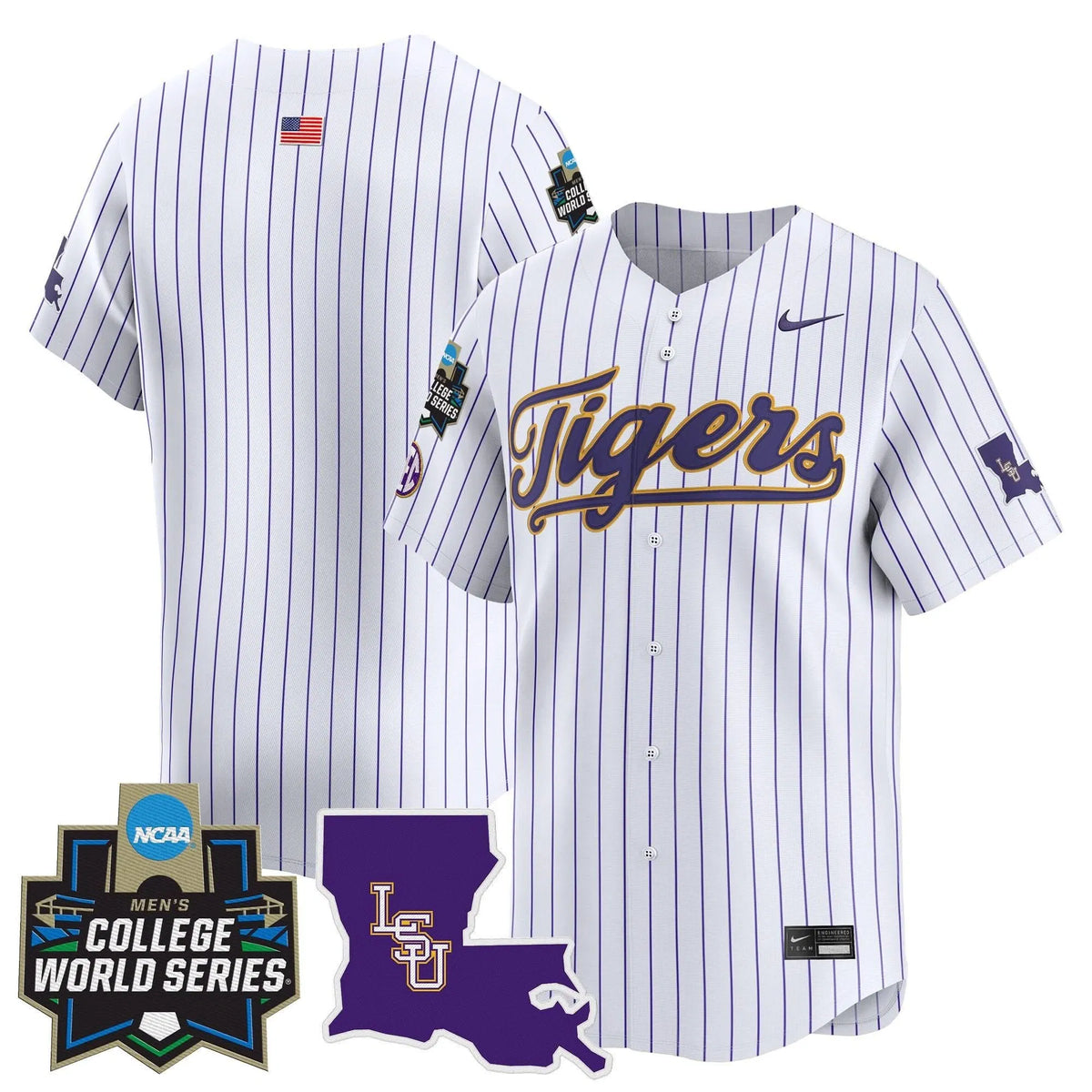 Personalized LSU 2026 World Series Vapor Premier Limited Jersey - Stitched - Pinstripe / Team Stitched
