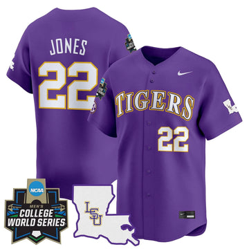Personalized LSU 2026 World Series Vapor Premier Limited Jersey - Stitched - Purple / Jared Jones Stitched