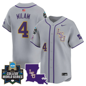Personalized LSU 2026 World Series Vapor Premier Limited Jersey - Stitched - Gray / Steven Milam Stitched