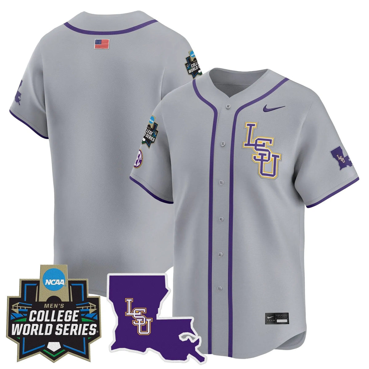 Personalized LSU 2026 World Series Vapor Premier Limited Jersey - Stitched - Gray / Team Stitched