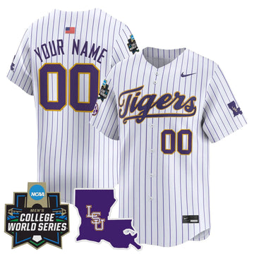 Personalized LSU 2026 World Series Vapor Premier Limited Custom Jersey - Stitched - Pinstripe Stitched