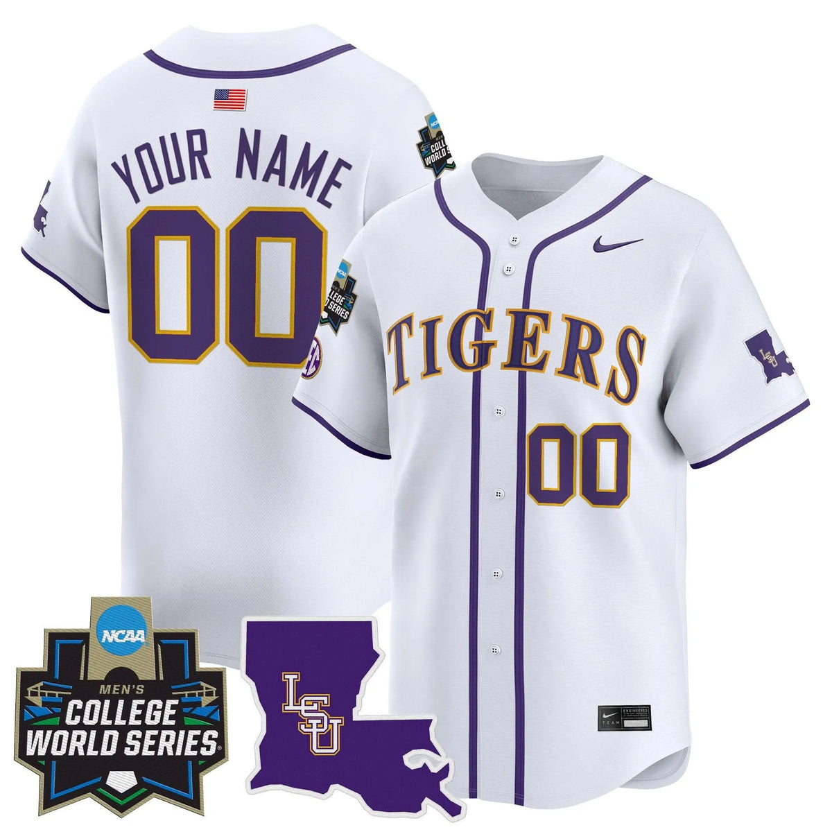 Personalized LSU 2026 World Series Vapor Premier Limited Custom Jersey - Stitched - White Stitched