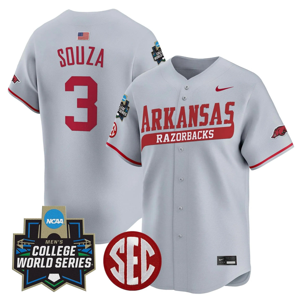 Personalized AR 2026 World Series Vapor Premier Limited Jersey - Stitched - Gray / Nolan Souza Stitched