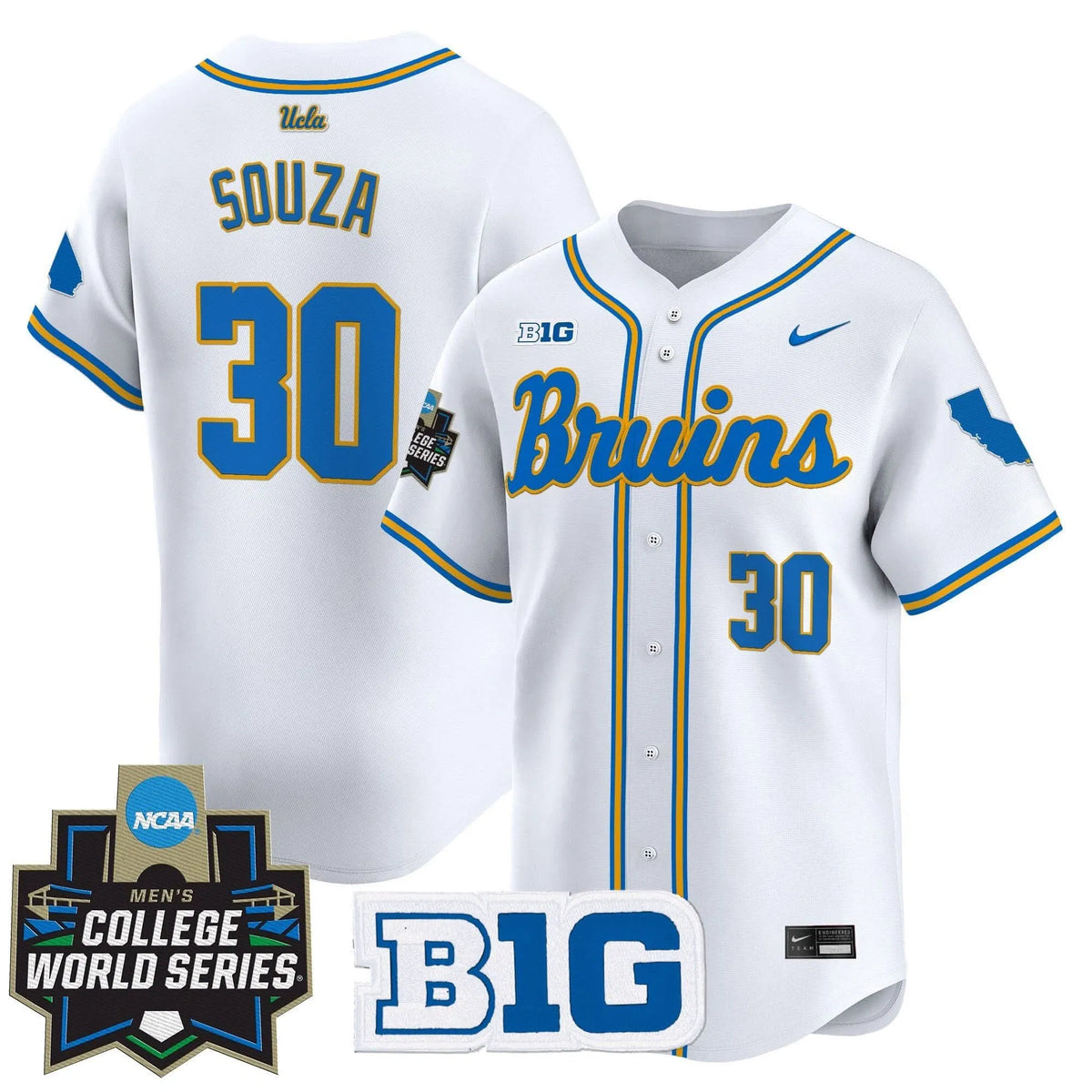 Personalized UCLA 2026 World Series Vapor Premier Limited Jersey - Stitched - White / August Souza Stitched