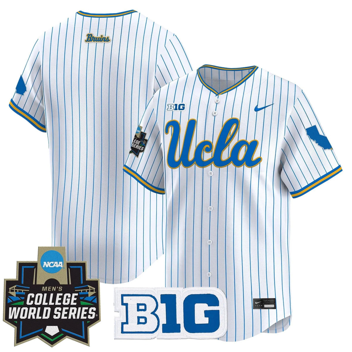 Personalized UCLA 2026 World Series Vapor Premier Limited Jersey - Stitched - Pinstripe / Team Stitched