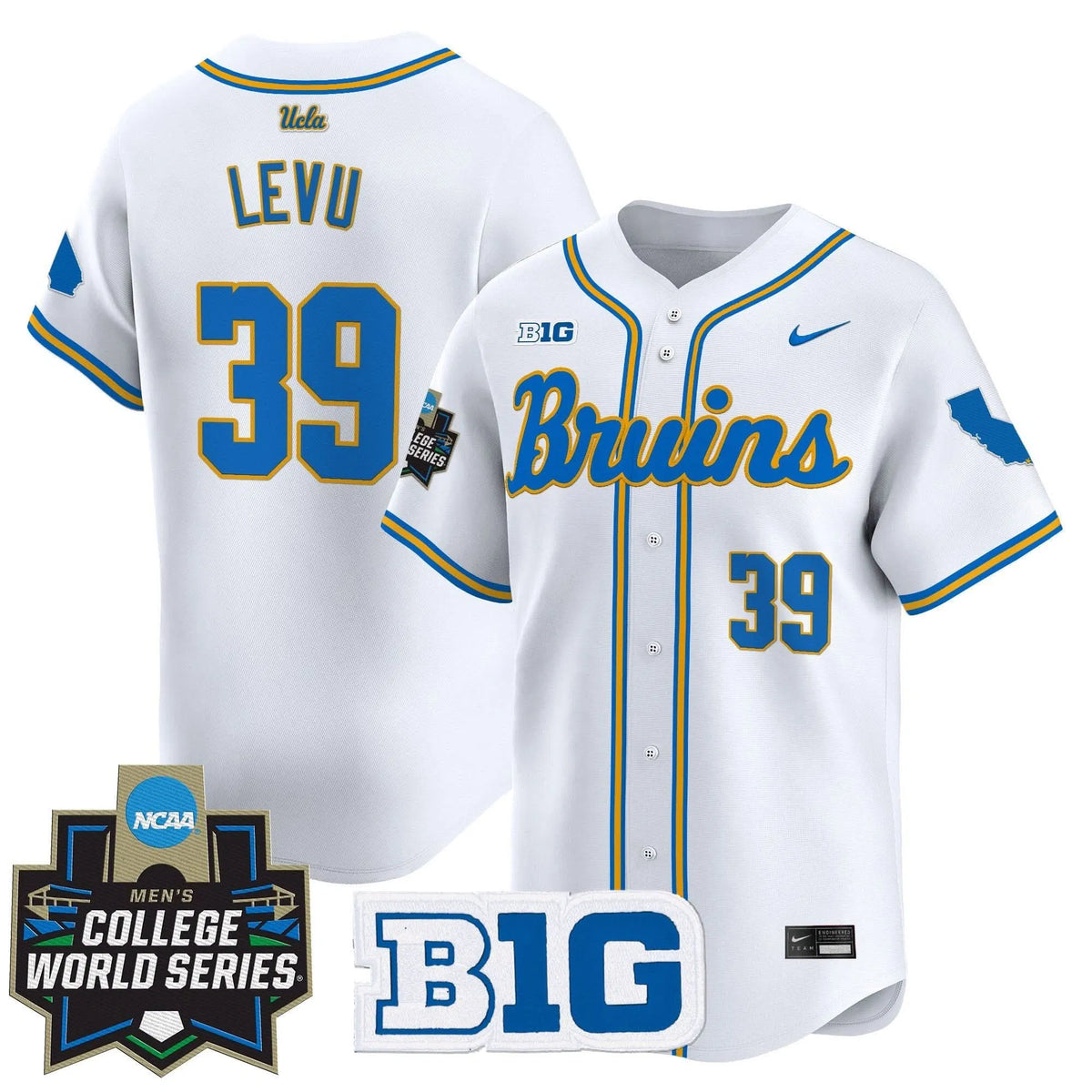 Personalized UCLA 2026 World Series Vapor Premier Limited Jersey - Stitched - White / Mulivai Levu Stitched