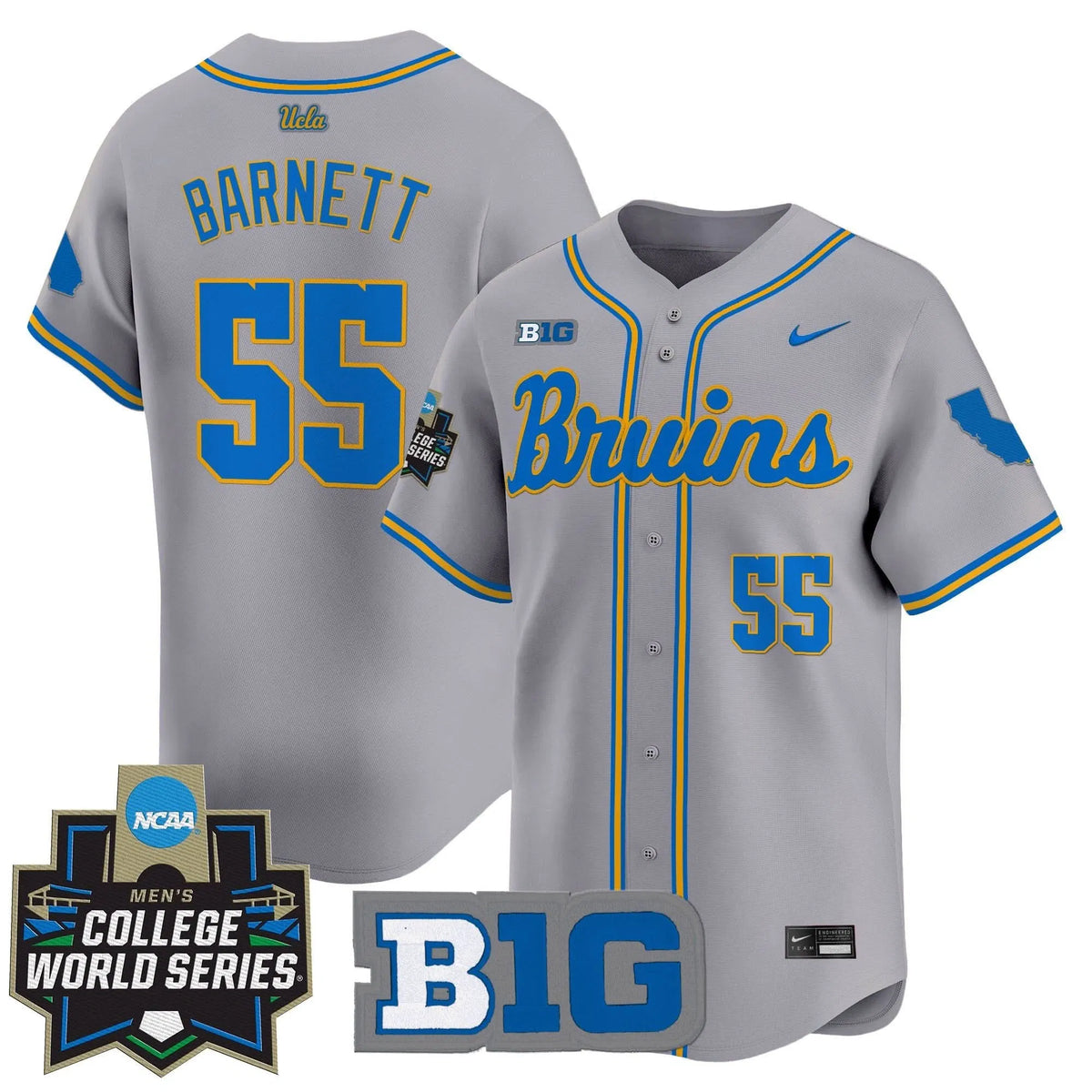 Personalized UCLA 2026 World Series Vapor Premier Limited Jersey - Stitched - Gray / Michael Barnett Stitched