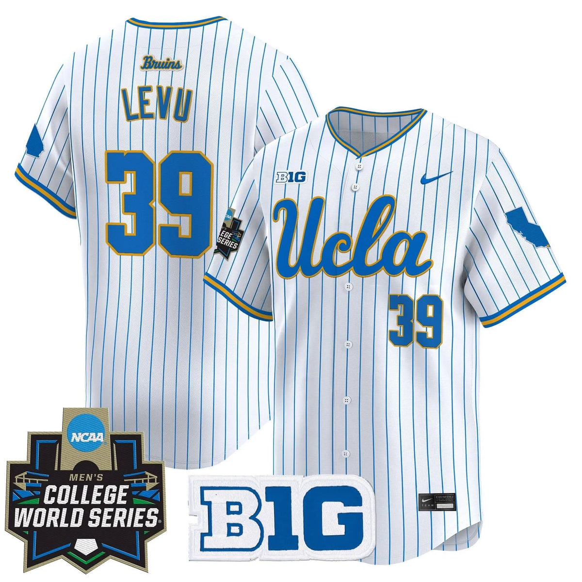 Personalized UCLA 2026 World Series Vapor Premier Limited Jersey - Stitched - Pinstripe / Mulivai Levu Stitched