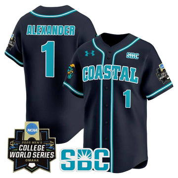 Personalized Coastal Carolina Chanticleers 2026 World Series Vapor Premier Limited Jersey - Stitched - Navy / Sebastian Alexander Stitched