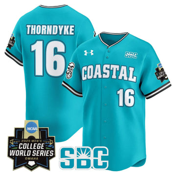 Personalized Coastal Carolina Chanticleers 2026 World Series Vapor Premier Limited Jersey - Stitched - Teal / Colby Thorndyke Stitched