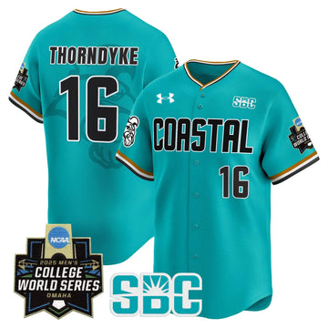 Personalized Coastal Carolina Chanticleers 2026 World Series Vapor Premier Limited Jersey - Stitched - Omaha Revival / Colby Thorndyke Stitched