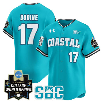 Personalized Coastal Carolina Chanticleers 2026 World Series Vapor Premier Limited Jersey - Stitched - Teal / Caden Bodine Stitched