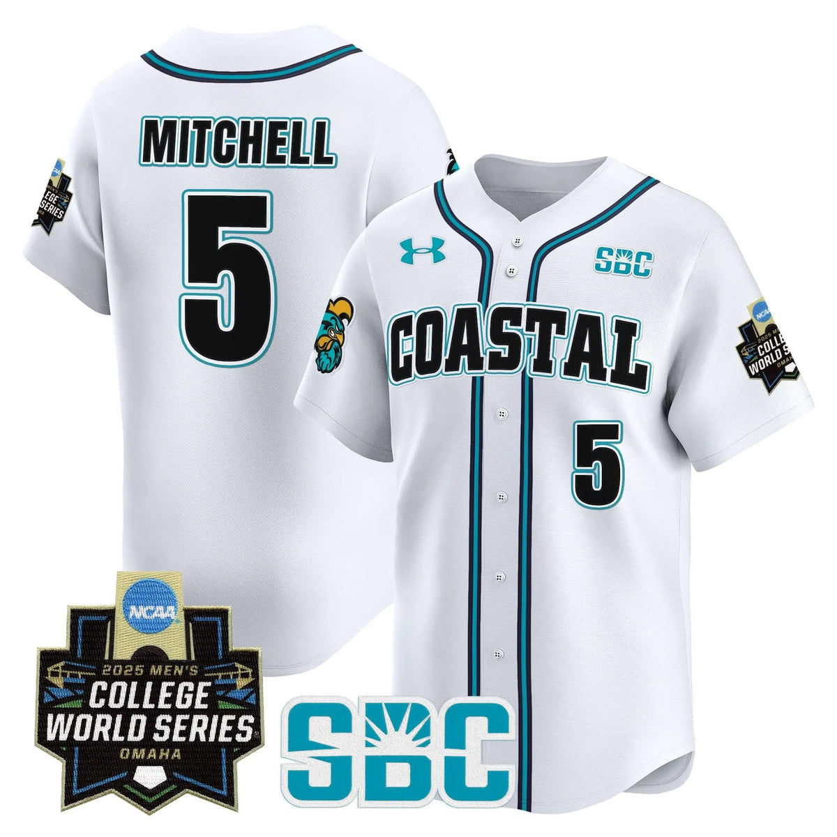 Personalized Coastal Carolina Chanticleers 2026 World Series Vapor Premier Limited Jersey - Stitched - White / Walker Mitchell Stitched