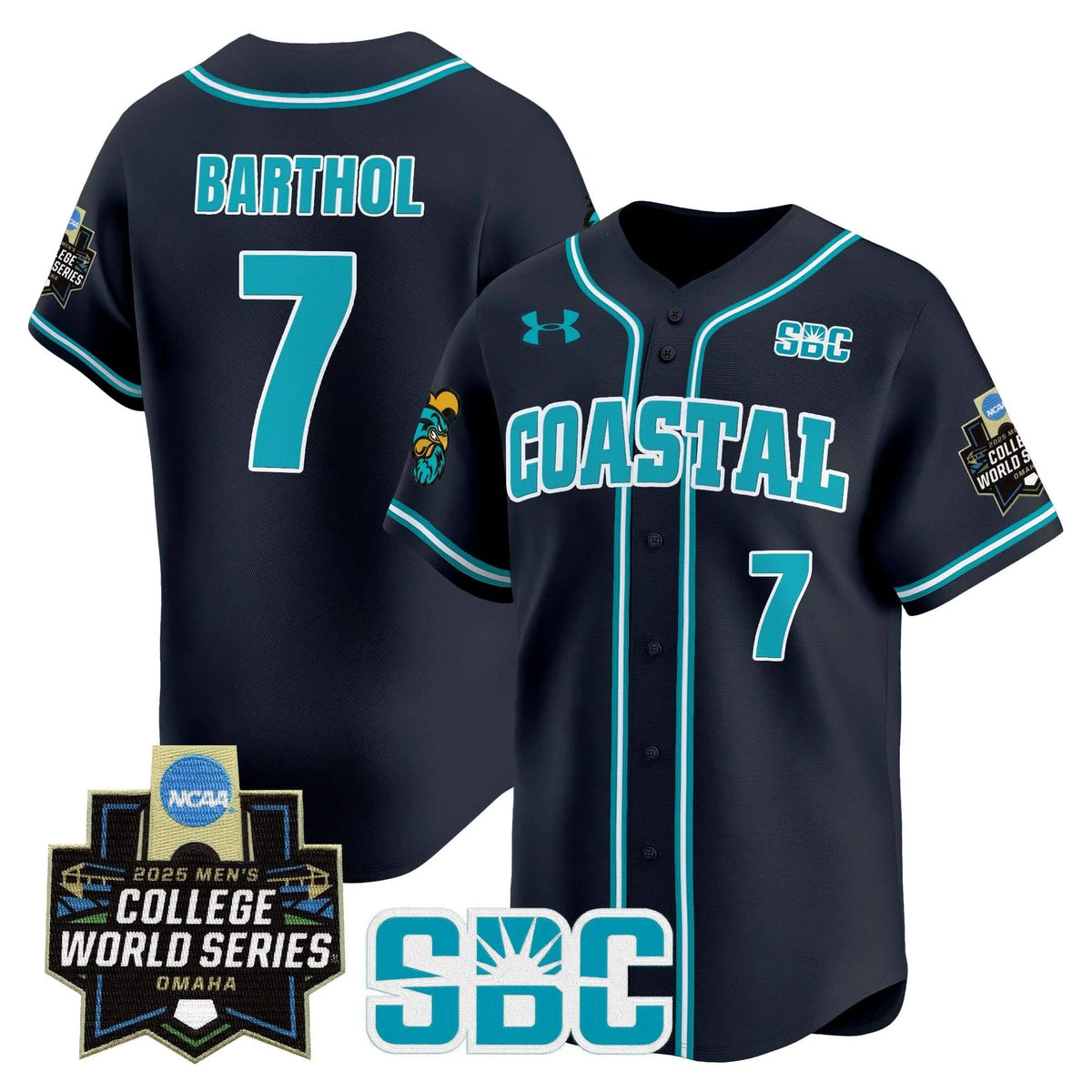 Personalized Coastal Carolina Chanticleers 2026 World Series Vapor Premier Limited Jersey - Stitched - Navy / Blake Barthol Stitched