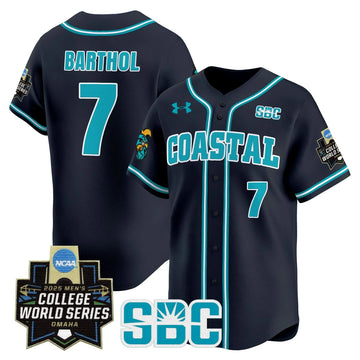 Personalized Coastal Carolina Chanticleers 2026 World Series Vapor Premier Limited Jersey - Stitched - Navy / Blake Barthol Stitched