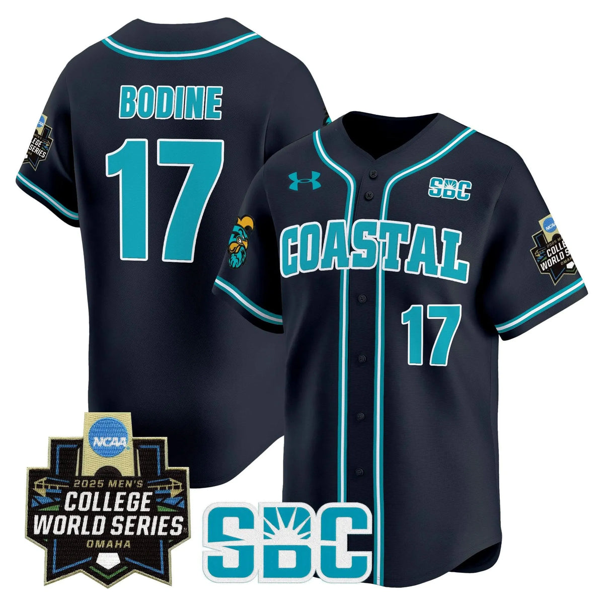 Personalized Coastal Carolina Chanticleers 2026 World Series Vapor Premier Limited Jersey - Stitched - Navy / Caden Bodine Stitched