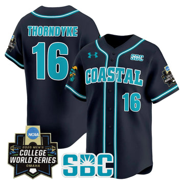 Personalized Coastal Carolina Chanticleers 2026 World Series Vapor Premier Limited Jersey - Stitched - Navy / Colby Thorndyke Stitched