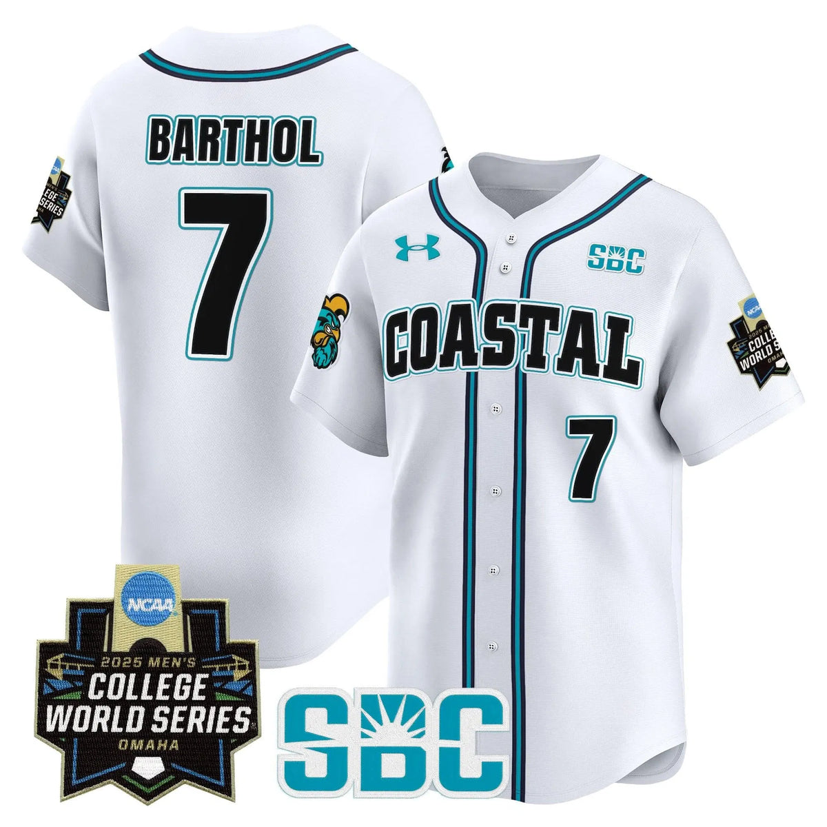 Personalized Coastal Carolina Chanticleers 2026 World Series Vapor Premier Limited Jersey - Stitched - White / Blake Barthol Stitched