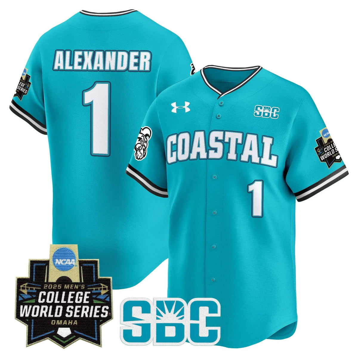 Personalized Coastal Carolina Chanticleers 2026 World Series Vapor Premier Limited Jersey - Stitched - Teal / Sebastian Alexander Stitched