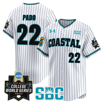 Personalized Coastal Carolina Chanticleers 2026 World Series Vapor Premier Limited Jersey - Stitched - Pinstripe / Blagen Pado Stitched