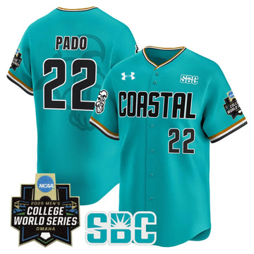 Personalized Coastal Carolina Chanticleers 2026 World Series Vapor Premier Limited Jersey - Stitched - Omaha Revival / Blagen Pado Stitched