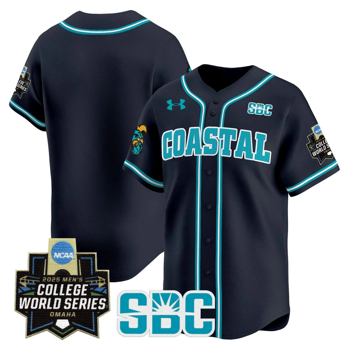 Personalized Coastal Carolina Chanticleers 2026 World Series Vapor Premier Limited Jersey - Stitched - Navy / Team Stitched