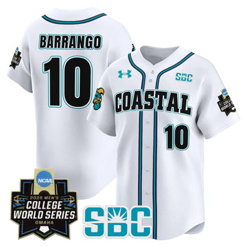 Personalized Coastal Carolina Chanticleers 2026 World Series Vapor Premier Limited Jersey - Stitched - White / Ty Barrango Stitched