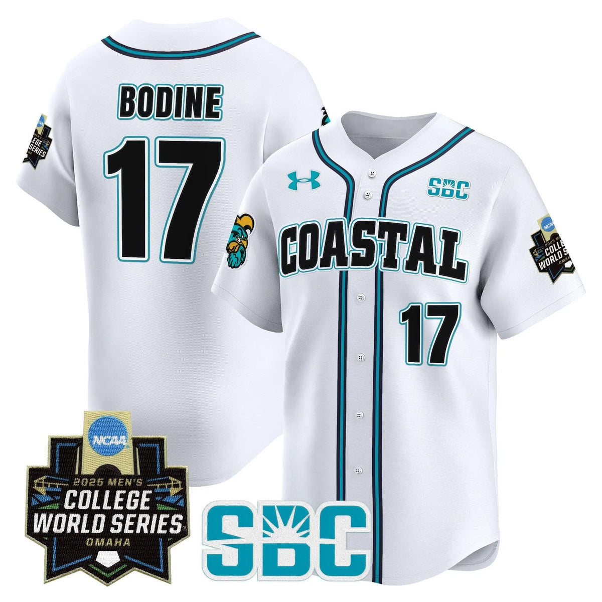 Personalized Coastal Carolina Chanticleers 2026 World Series Vapor Premier Limited Jersey - Stitched - White / Caden Bodine Stitched