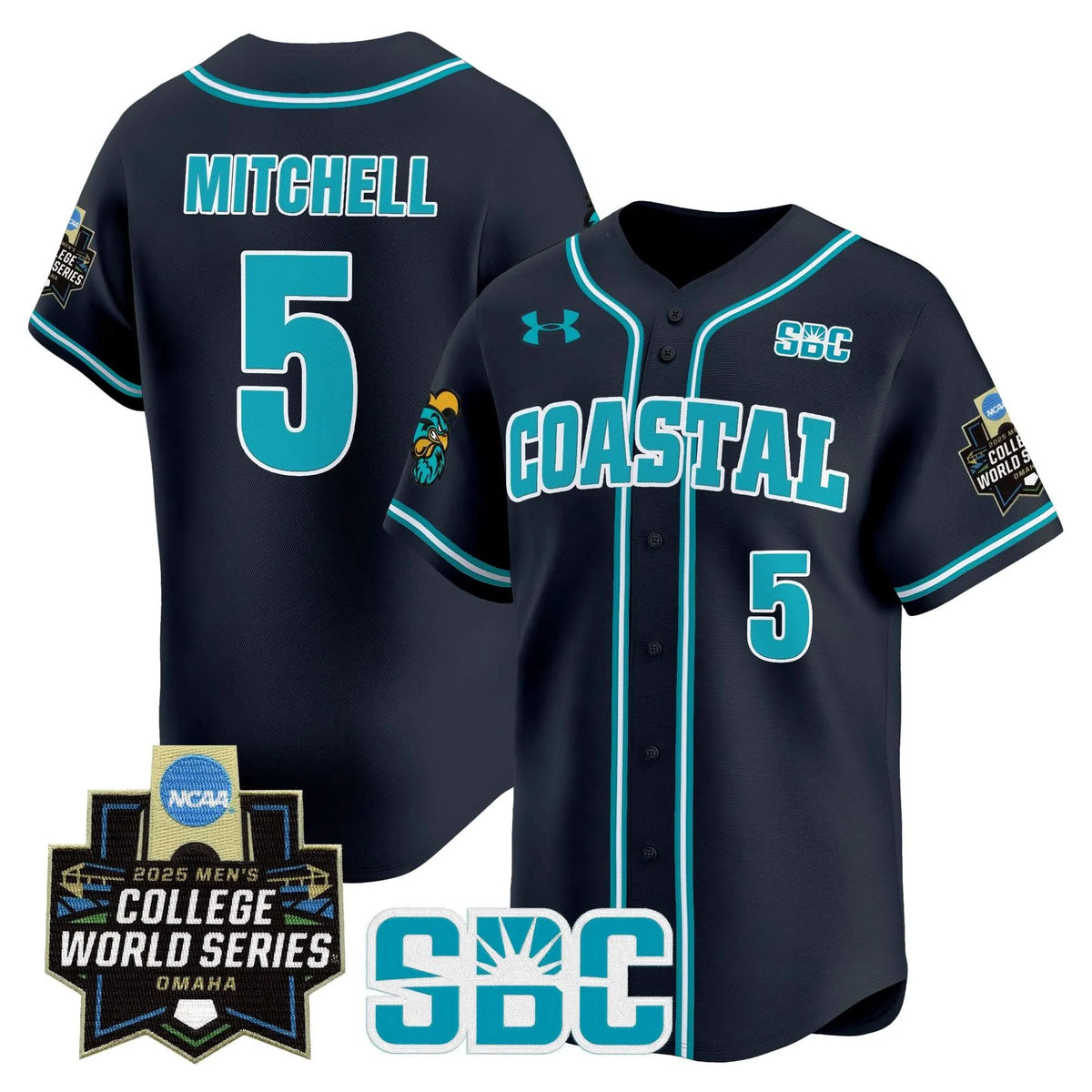 Personalized Coastal Carolina Chanticleers 2026 World Series Vapor Premier Limited Jersey - Stitched - Navy / Walker Mitchell Stitched
