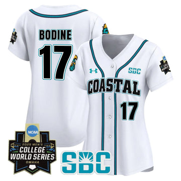 Personalized Women's Coastal Carolina Chanticleers 2026 World Series Vapor Premier Limited Jersey - Stitched - White / Caden Bodine Stitched
