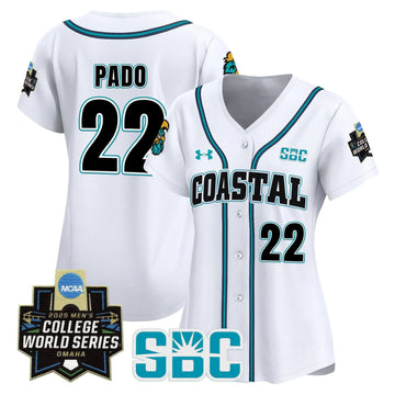 Personalized Women's Coastal Carolina Chanticleers 2026 World Series Vapor Premier Limited Jersey - Stitched - White / Blagen Pado Stitched