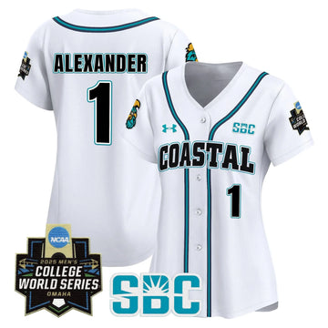 Personalized Women's Coastal Carolina Chanticleers 2026 World Series Vapor Premier Limited Jersey - Stitched - White / Sebastian Alexander Stitched