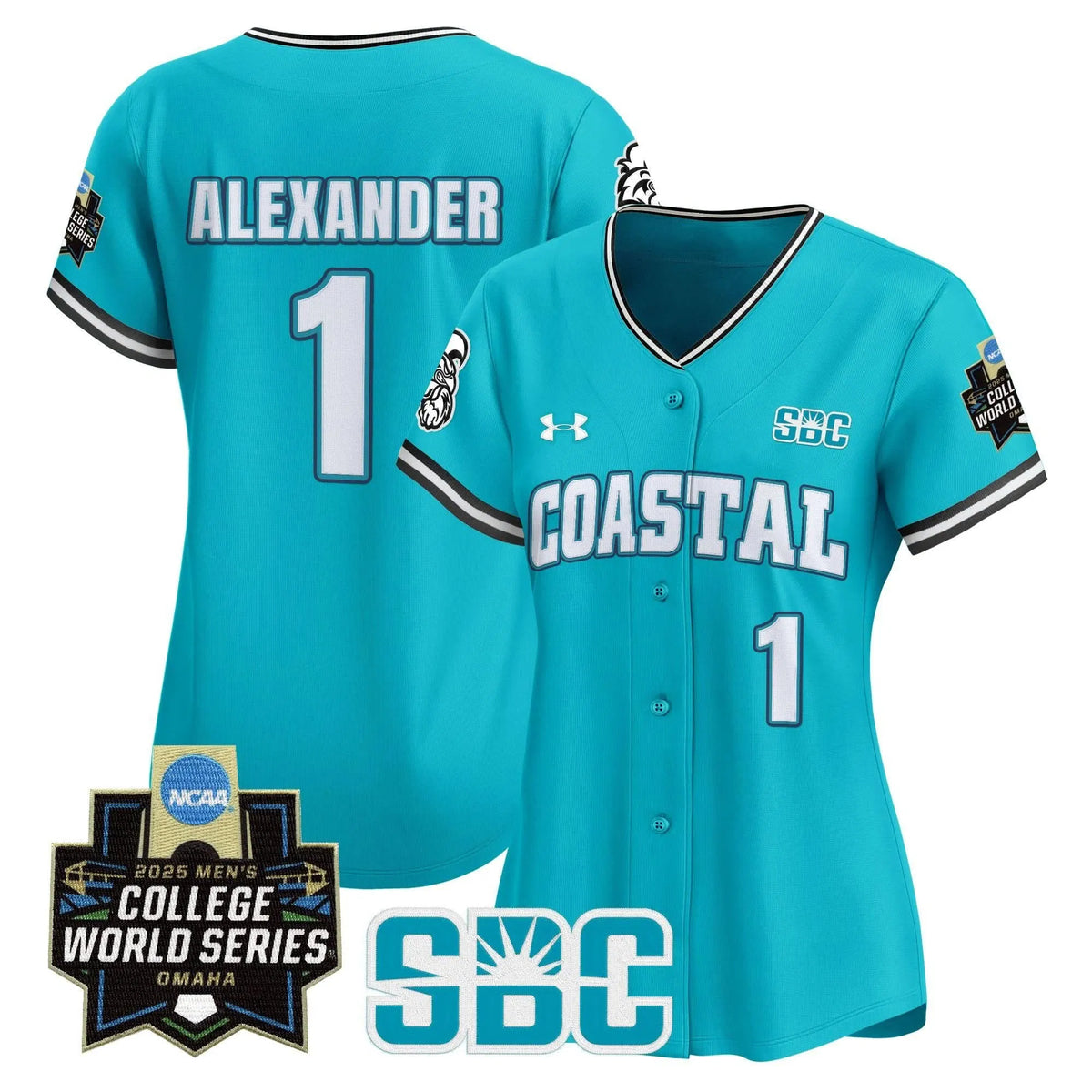 Personalized Women's Coastal Carolina Chanticleers 2026 World Series Vapor Premier Limited Jersey - Stitched - Teal / Sebastian Alexander Stitched
