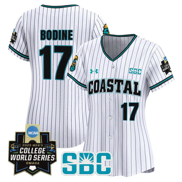 Personalized Women's Coastal Carolina Chanticleers 2026 World Series Vapor Premier Limited Jersey - Stitched - Pinstripe / Caden Bodine Stitched