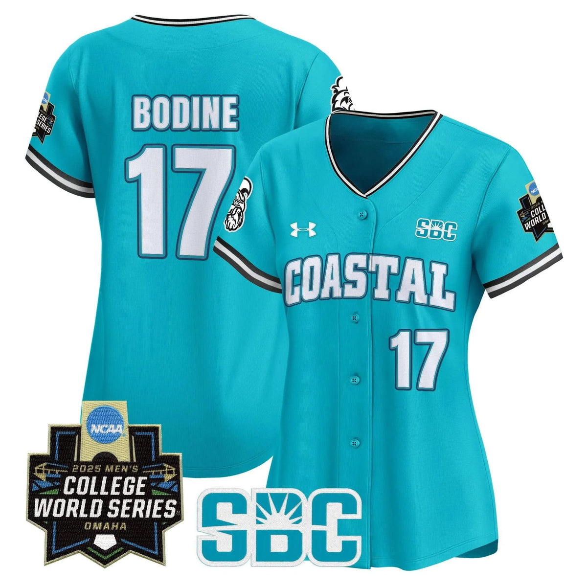 Personalized Women's Coastal Carolina Chanticleers 2026 World Series Vapor Premier Limited Jersey - Stitched - Teal / Caden Bodine Stitched
