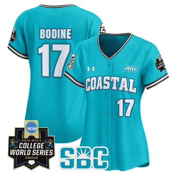 Personalized Women's Coastal Carolina Chanticleers 2026 World Series Vapor Premier Limited Jersey - Stitched - Teal / Caden Bodine Stitched