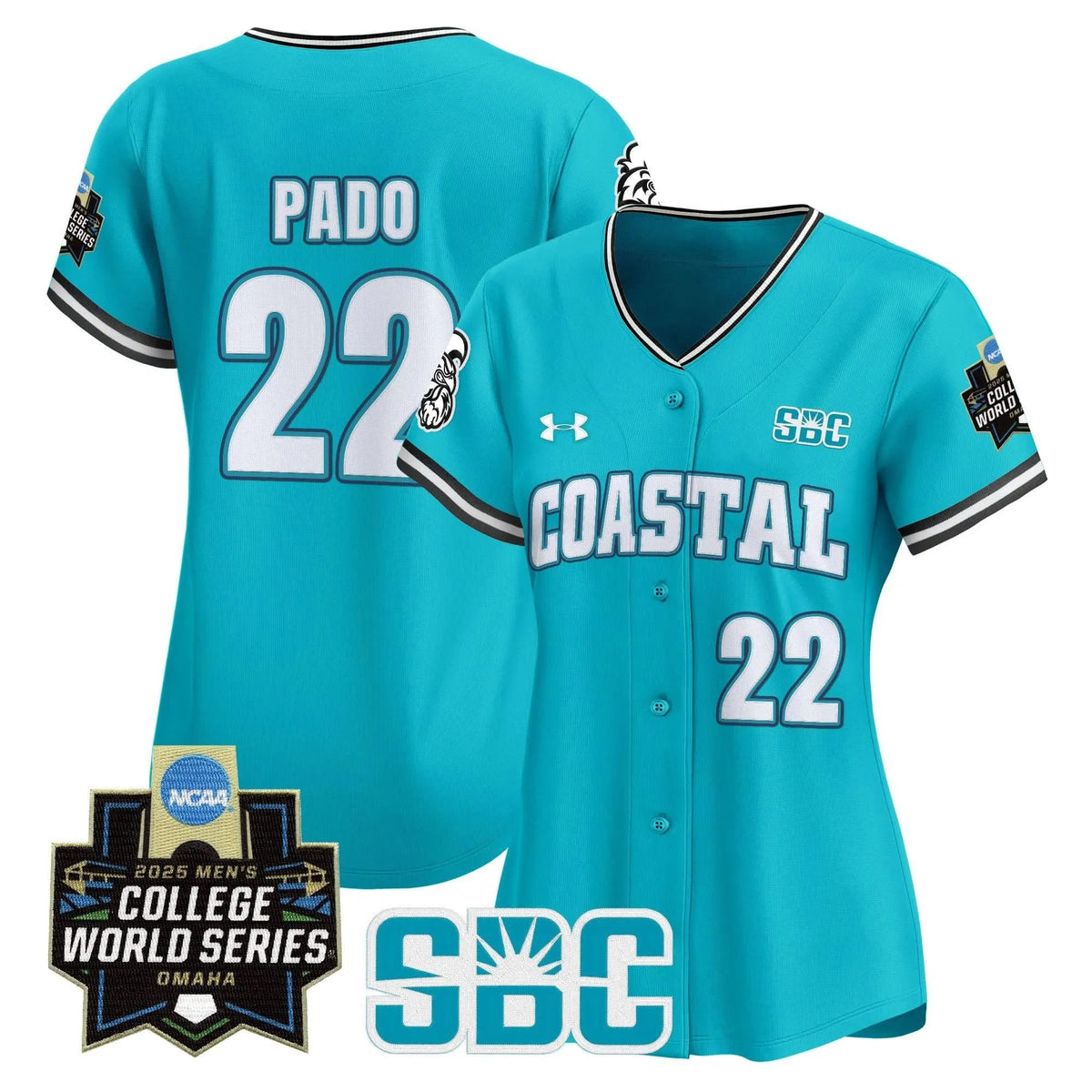 Personalized Women's Coastal Carolina Chanticleers 2026 World Series Vapor Premier Limited Jersey - Stitched - Teal / Blagen Pado Stitched