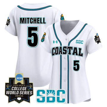 Personalized Women's Coastal Carolina Chanticleers 2026 World Series Vapor Premier Limited Jersey - Stitched - White / Walker Mitchell Stitched