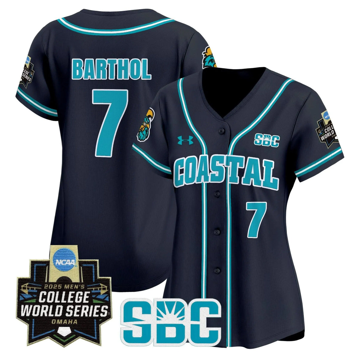 Personalized Women's Coastal Carolina Chanticleers 2026 World Series Vapor Premier Limited Jersey - Stitched - Navy / Blake Barthol Stitched