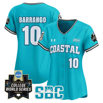 Personalized Women's Coastal Carolina Chanticleers 2026 World Series Vapor Premier Limited Jersey - Stitched - Teal / Ty Barrango Stitched