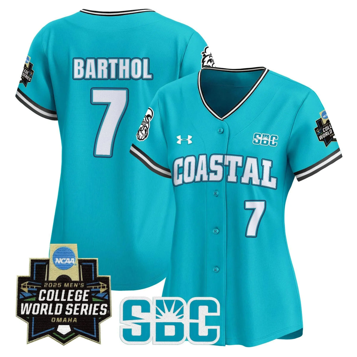 Personalized Women's Coastal Carolina Chanticleers 2026 World Series Vapor Premier Limited Jersey - Stitched - Teal / Blake Barthol Stitched