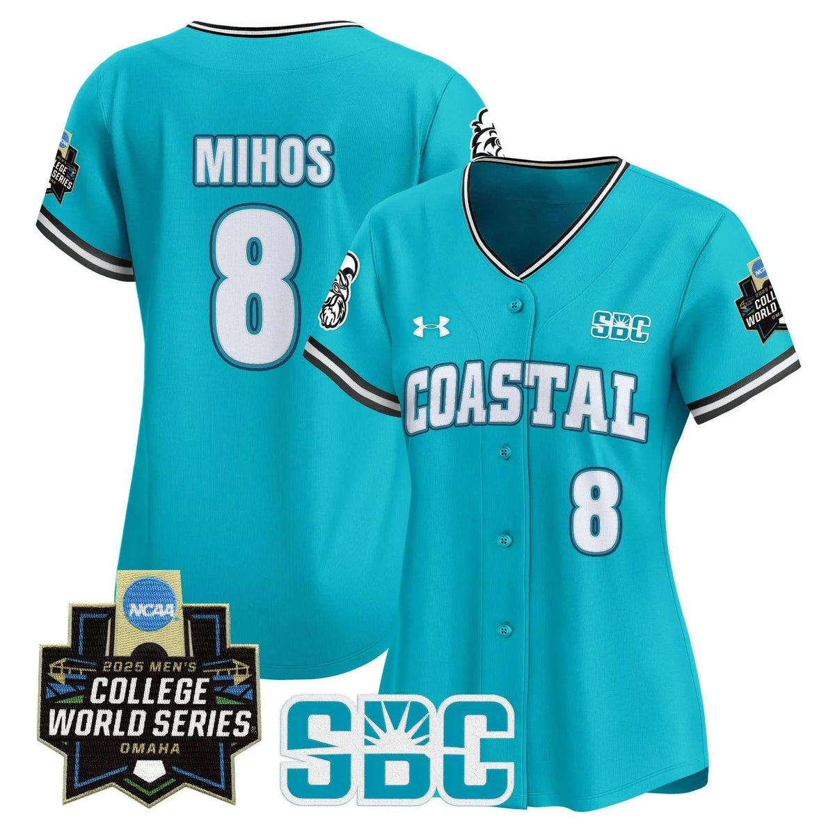 Personalized Women's Coastal Carolina Chanticleers 2026 World Series Vapor Premier Limited Jersey - Stitched - Teal / Dean Mihos Stitched