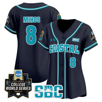 Personalized Women's Coastal Carolina Chanticleers 2026 World Series Vapor Premier Limited Jersey - Stitched - Navy / Dean Mihos Stitched