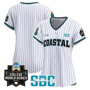 Personalized Women's Coastal Carolina Chanticleers 2026 World Series Vapor Premier Limited Jersey - Stitched - Pinstripe / Team Stitched