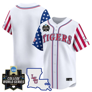 Personalized LSU 2026 Independence Day Vapor Premier Limited Jersey - World Series Patch - Stitched - White / Team Stitched