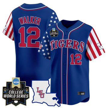 Personalized LSU 2026 Independence Day Vapor Premier Limited Jersey - World Series Patch - Stitched - Royal / Todd Walker Stitched