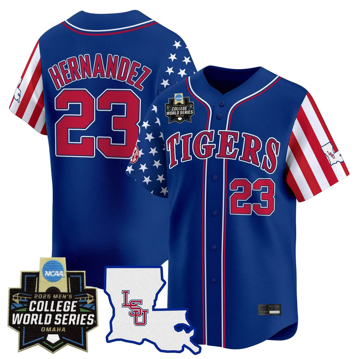 Personalized LSU 2026 Independence Day Vapor Premier Limited Jersey - World Series Patch - Stitched - Royal / Luis Hernandez Stitched
