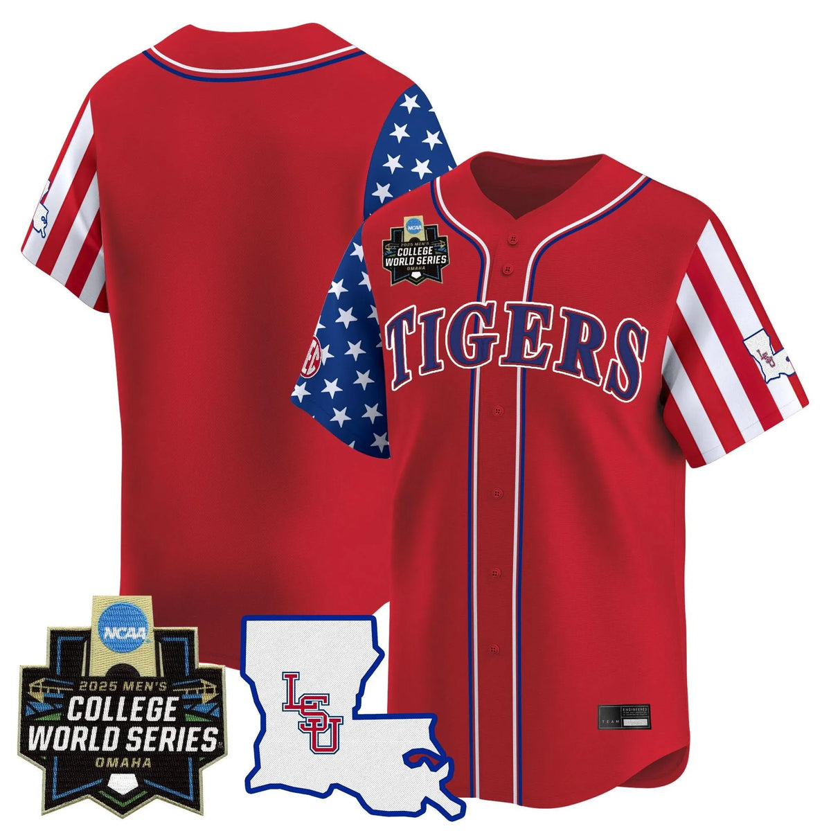 Personalized LSU 2026 Independence Day Vapor Premier Limited Jersey - World Series Patch - Stitched - Red / Team Stitched