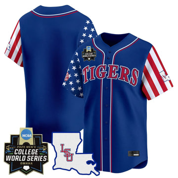 Personalized LSU 2026 Independence Day Vapor Premier Limited Jersey - World Series Patch - Stitched - Royal / Team Stitched