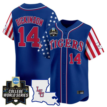 Personalized LSU 2026 Independence Day Vapor Premier Limited Jersey - World Series Patch - Stitched - Royal / Daniel Dickinson Stitched